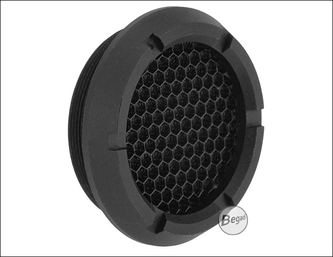 Aluminium Killflash für BEGADI X3 Magnifier - Frontansicht Wabenstruktur