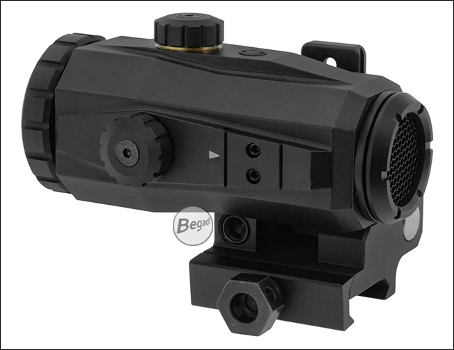 Seitliche Ansicht Killflash Montage am X3 Magnifier