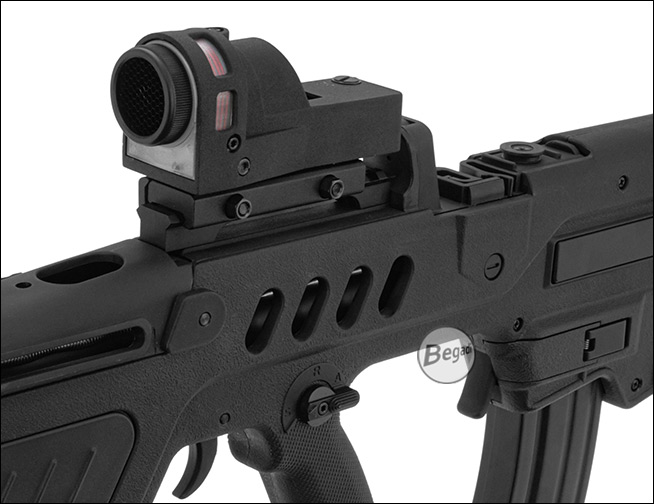 Seitenansicht des Visiers im montierten Zustand auf Picatinny-Schiene