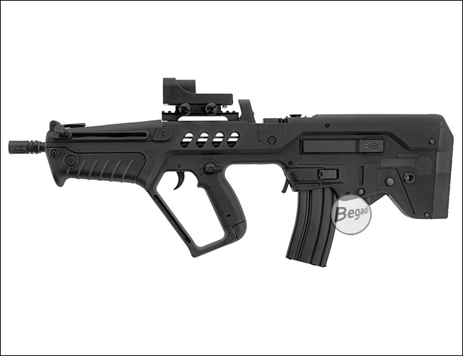 Begadi RX6 Reflexvisier Ansicht von links montiert