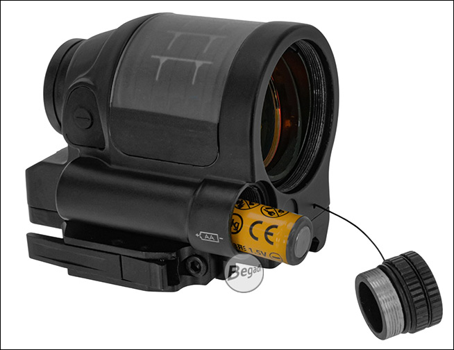 Anleitung zum Einlegen der AA Batterie beim SRS Visier