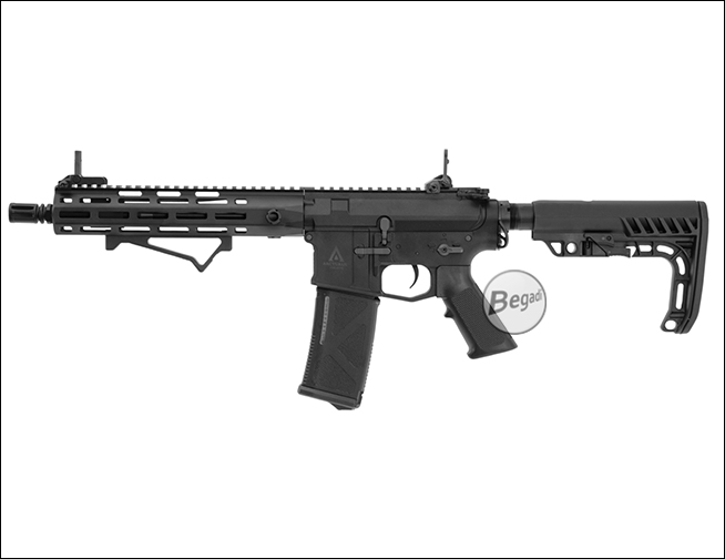 Begadi CNC Alu Ergonomic Fore Grip montiert an einem M-LOK Handguard