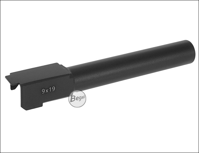 Seitenansicht des schwarzen ICS Sarsilmaz SAR9 Außenlaufs aus Aluminium (Artikelnummer AS-06)