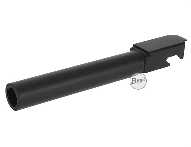 Detailaufnahme des 11mm CCW-Gewindes am vorderen Mündungsbereich des ICS SAR9 Außenlaufs