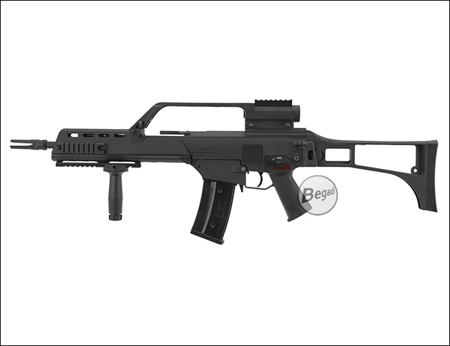 Anwendungsbeispiel: Army Armament R60 (G36C) mit montiertem S&T K-Handguard