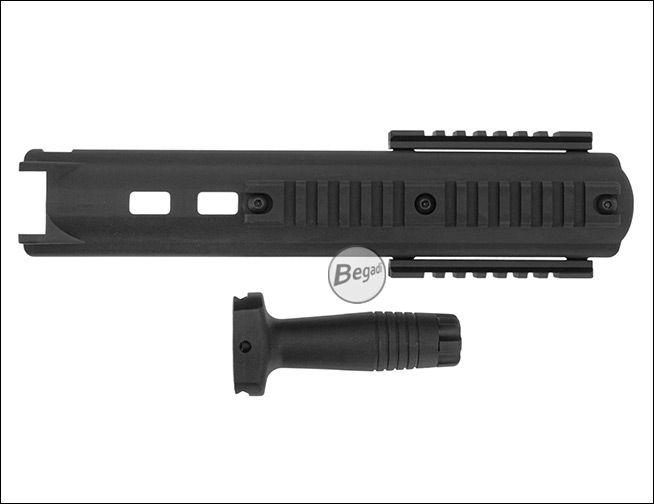 Frontalansicht des Handguards mit Mündungsfeuerdämpfer-Aussparung