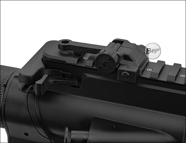 Nylon Fiber Folding Rear Sight - Demonstration der flachen Bauweise eingeklappt