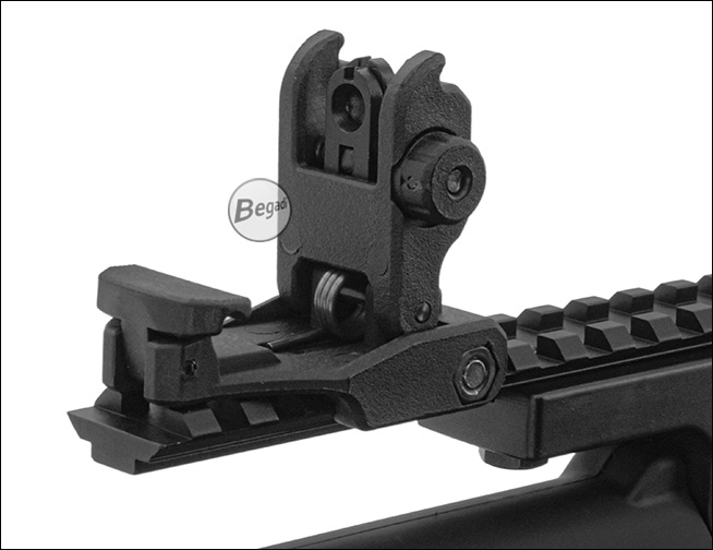 Anwendungsbeispiel: FlipUp Rear Sight im eingeklappten Zustand am Gehäuse