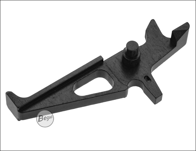 Detailansicht der flachen Abzugsfläche Begadi CNC M4 AEG Flat Trigger schwarz – Detailansicht Abzugsfläche