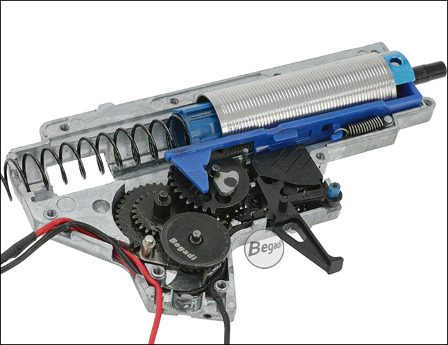 Eingebauter Flat Trigger in M4 AEG Begadi CNC M4 AEG Flat Trigger eingebaut in M4 AEG Gearbox