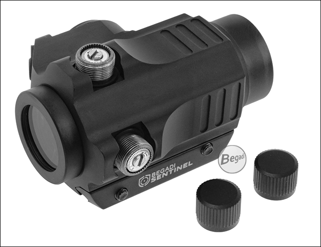 Begadi Sentinel Red Dot mit abgenommenen Schutzkappen der Höhen- und Seitenverstellung