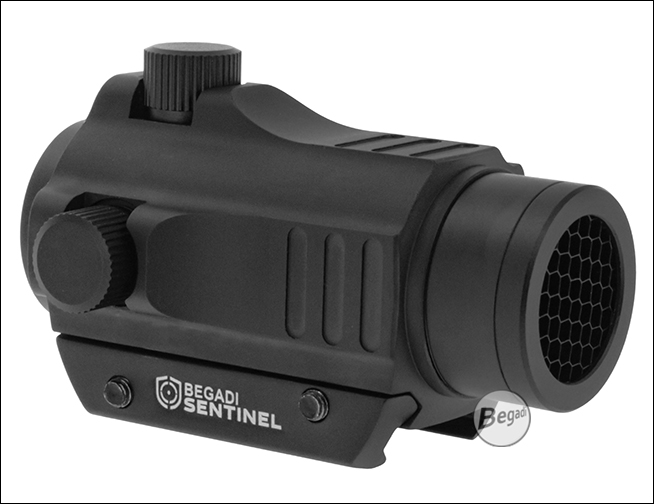 Begadi Sentinel Red Dot, Seitenansicht mit Killflash, Low Mount und Herstellerlogo
