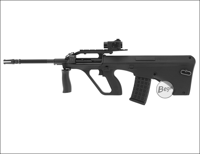 Airsoft-Gewehr in Bullpup-Bauweise mit Begadi Sentinel Red Dot als Zielhilfe