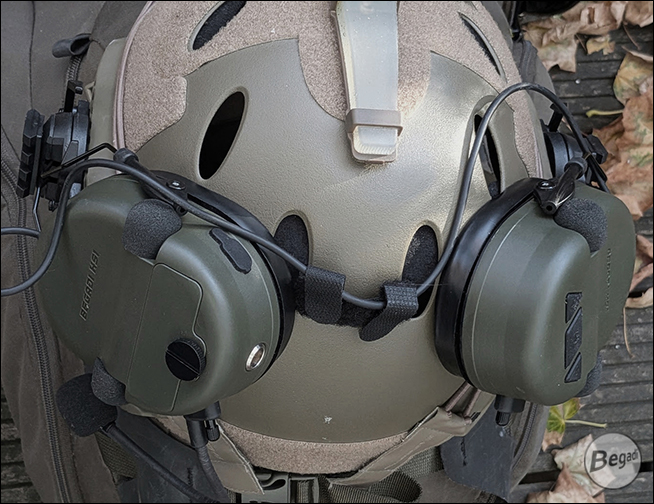 Begadi HS1 Headset in Olive – Anwendungsbeispiel mit Helmmontage