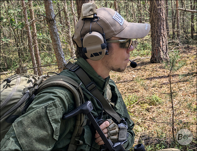 Begadi HS1 Headset in Tan – Anwendungsbeispiel mit Kopfbügel