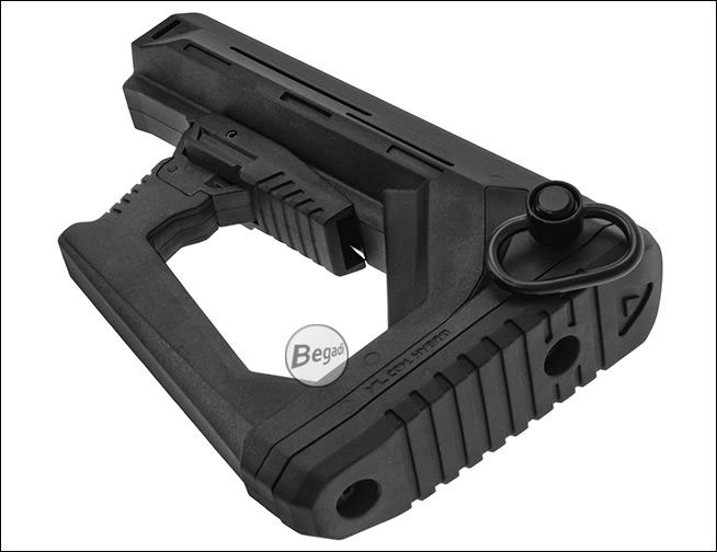 Begadi Universal M4 Schaft Strongarm in Schwarz mit montiertem Sling Swivel