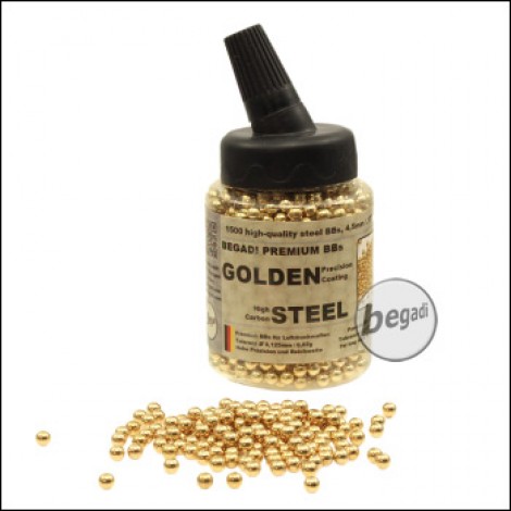 1.500 BEGADI Stahl BBs 4,5mm - goldfarben - in Feeder