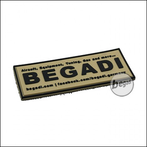 3D Abzeichen "Begadi Shop", Classic Design, aus Hartgummi, mit Klett - TAN (gratis ab 75 EUR)