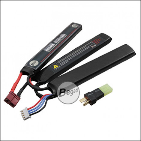 Begadi "AMAX" LiPo Akku 11,1V 2150mAh 25C Triple Stick mit Dean & Adapter auf Mini TAM -silber-