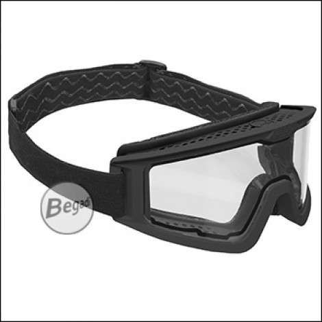 Begadi CP1 Schutzbrille mit Double Lens, Set mit Helmmontage "Standard" (flaches Glas) -  schwarz