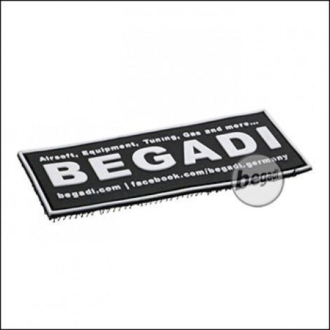 3D Abzeichen "Begadi Shop", Classic Design, aus Hartgummi, mit Klett  - "Glow in the Dark" / nachleuchtend -