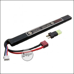 Begadi "AMAX" LiPo Akku 7,4V 1300mAh 25C Slim / AK Single Stick mit Dean & Adapter auf Mini TAM -weiß-