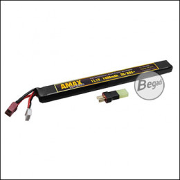 Begadi "AMAX Superio" LiPo Akku 11,1V 1400mAh 30/60C+ "AK Stick" mit Dean & Adapter auf Mini TAM -goldfarben-
