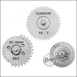 Begadi Silverline CNC Gearset (Low Noise) - galvanisch vernickelt - 16:1 mit 16Z Sector Gear