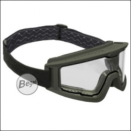 Begadi CP1 Schutzbrille mit Double Lens, Set mit Helmmontage "Standard" (flaches Glas) - olive