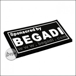 BE-X 3D Abzeichen "Sponsored by Begadi" aus Hartgummi, mit Klett - schwarz