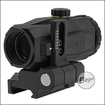 BEGADI X3 Magnifier, für Links- & Rechtsschützen, Höhe einstellbar (30-42mm) , inkl. Montage (Shock-Proof)