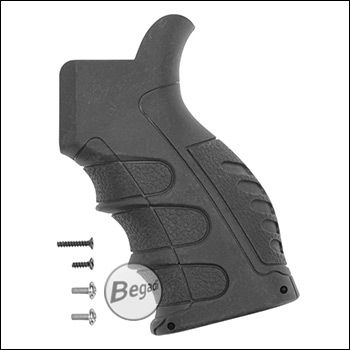 Begadi M4 Pistolengriff / Pistol Grip "Striker", aus Nylon Fiber, mit Motorplatte - mit Finger Curve-