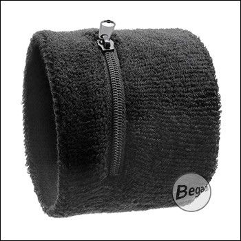 Begadi-Armband / Schweißband, mit eingesetzter Tasche -schwarz-