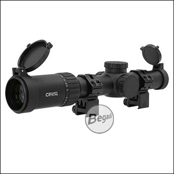 Begadi CRYSTAL Premium LPVO / Zielfernrohr 1-10 x 24 SFR inkl. Killflash, Montage & FlipUp Cover