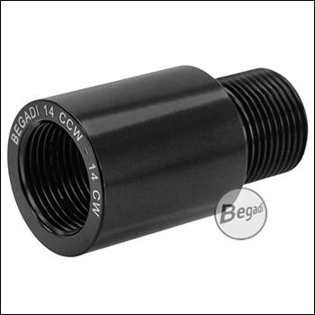Begadi CNC Stahl Silencer / Gewinde Adapter 14mm CCW auf 14mm CW, brüniert