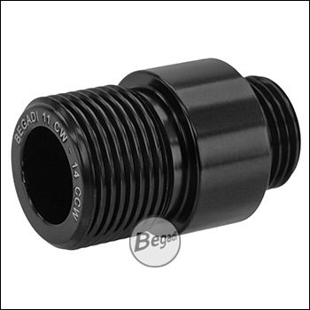 Begadi CNC Stahl Silencer / Gewinde Adapter 11mm CW GBB auf 14mm CCW, brüniert
