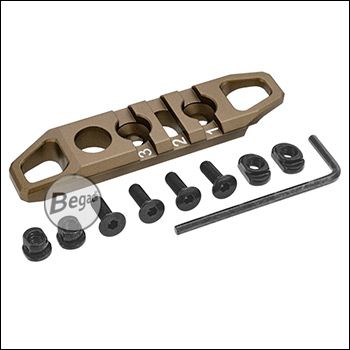 Begadi Alu Picatinny Rail für M-LOK & Keymod, mit Sling Mount - 80mm, 3 Slot - TAN / FDE