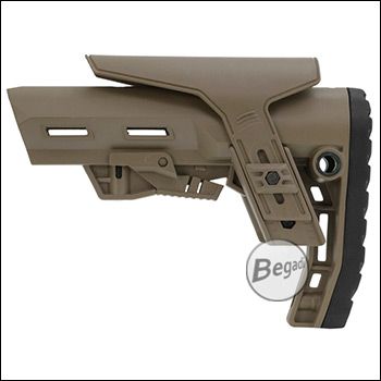 Begadi Universal M4 Schaft "Berserk", aus nylonverstärktem Polymer, mit verstellbarer Wangenauflage - TAN