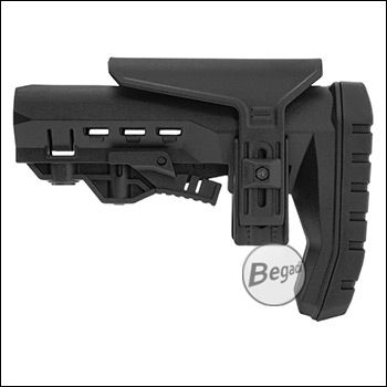 Begadi Universal M4 Schaft "Kinsman", aus nylonverstärktem Polymer, mit verstellbarer Wangenauflage - schwarz