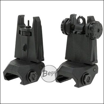 Begadi Picatinny Rear & Front Sight Bundle "High Profile", aus nylonverstärktem Polymer - schwarz