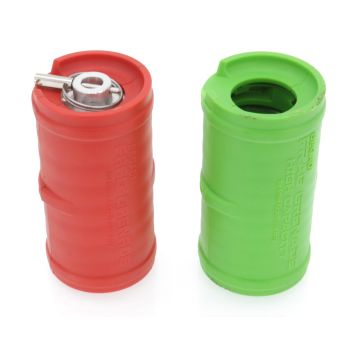 Begadi Frag Grenade Set, gasbetrieben, Bundle mit überarbeitetem Boden -rot, mit grüner Zusatzhülle- (frei ab 18 J.)