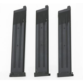 3x Gas Magazin für Army Armament R601 / HiCapa GBB, lange Version - mit Begadi Stainless Efficiency Ventil (44 BBs) - für Bastler