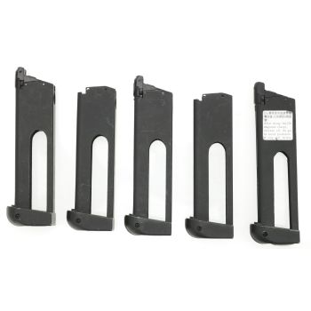 5x Magazin für KJW M1911 Serie, 26 BBs - CO2 Version - für Bastler 