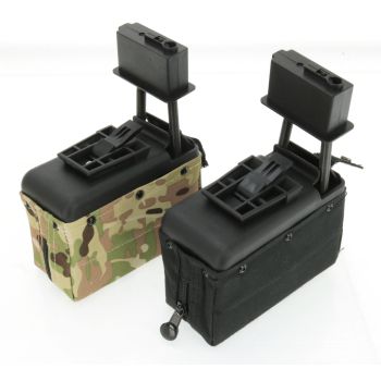 2x A&K M249 Boxmagazin (defekt, nicht funktionstüchtig) für Bastler oder als Ersatzteilspender