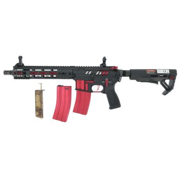 E&C SKELETOR 9,5" -GEN.4- S-AEG mit Begadi CORE EFCS / Mosfet & PRO HopUp -schwarz / rot - (frei ab 18 J.)