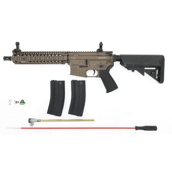 Begadi Sport M4 "NOVA" Daniel Defense MK18 -GEN.5- Upgrade S-AEG mit PRO HopUp, CORE EFCS / Mosfet & FSWS -burnt bronze-, mit Neptun Hopup Unit und DaVinci Tuninglauf (frei ab 18 J.)