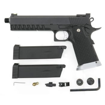 KJW KP-06 "PRO" GBB, CO2 Version, mit Begadi Stainless Efficiency Ventil, CNC Alu Pistonhead, Koffer & Maintenance Kit - mit 2 Magazinen (frei ab 18 J.)