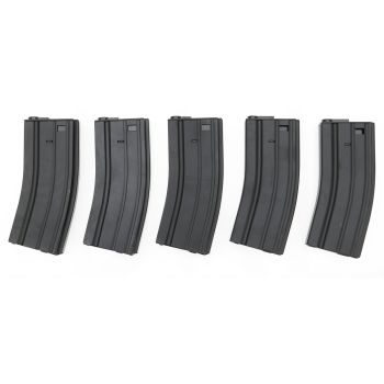 2x Golden Eagle M4/M16 Stahlblech LowCap Magazin (68 BBs) + 3x Begadi M4/M16 Midcap Magazin (140 BBs)