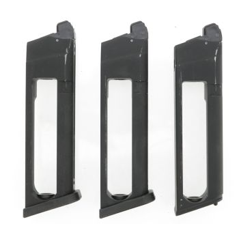2x Magazin für KJW KP-13 Serie, 24 BBs - CO2 Version - mit Begadi Stainless Efficiency Ventil (dicht) + 1 Magazin als Ersatzteilspender (defekt)