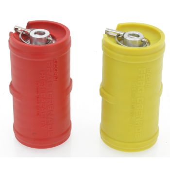 Begadi Frag Grenade Set, gasbetrieben, Bundle mit überarbeitetem Boden -rot + gelb, 2er Set- (frei ab 18 J.)